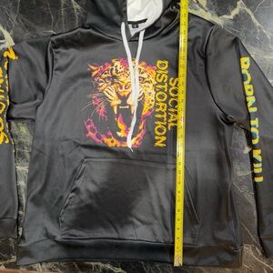 New Men's Social Distortion Black Graphic Hoodie New Album Born to Kill